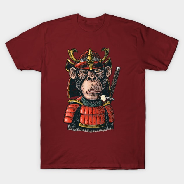 Monkey Samurai T-Shirt by pocketlama